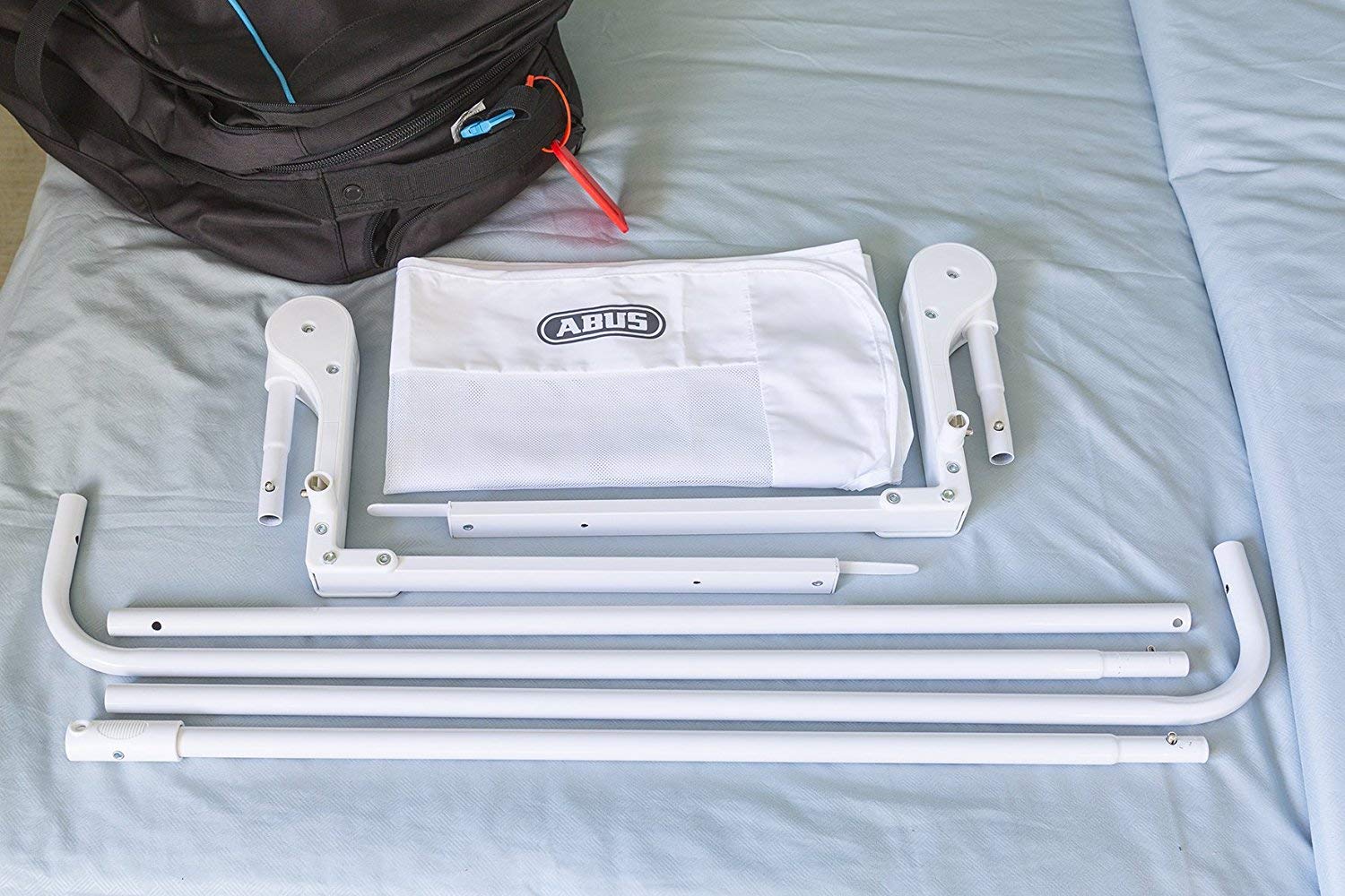 ABUS Sponda Letto Eric per Neonati e Bambini - Protezione Anticaduta per Letti Genitori, Lettini, Letti Familiari - Pieghevole per Viaggi - Sponda di Sicurezza 100 cm - Bianco