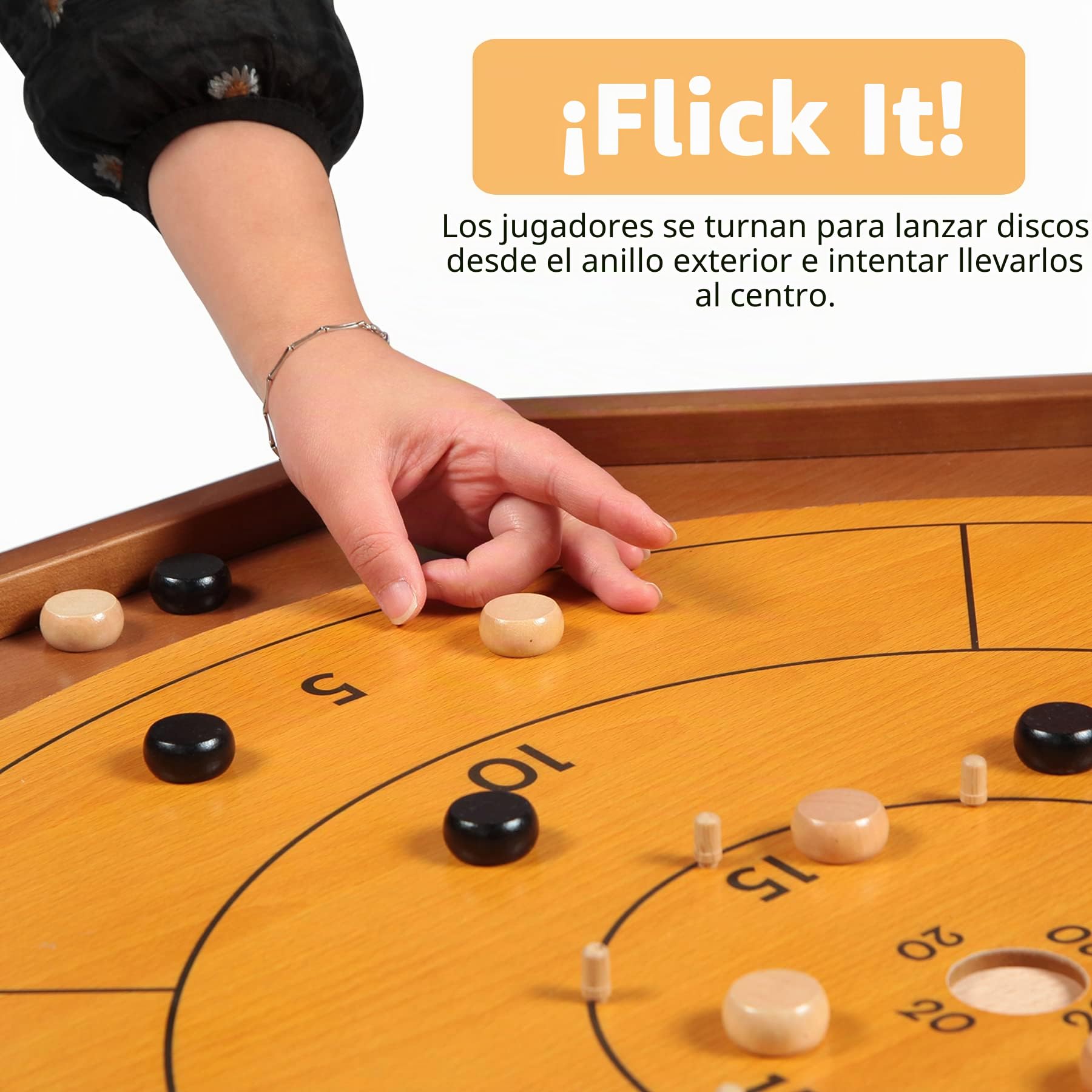 Torneo Crokinole and Checkers, juego de mesa oficial de crokinole de 76 cm con superficie de juego de 26 pulgadas, juego de mesa de la herencia canadiense para dos jugadores, juegos de destreza