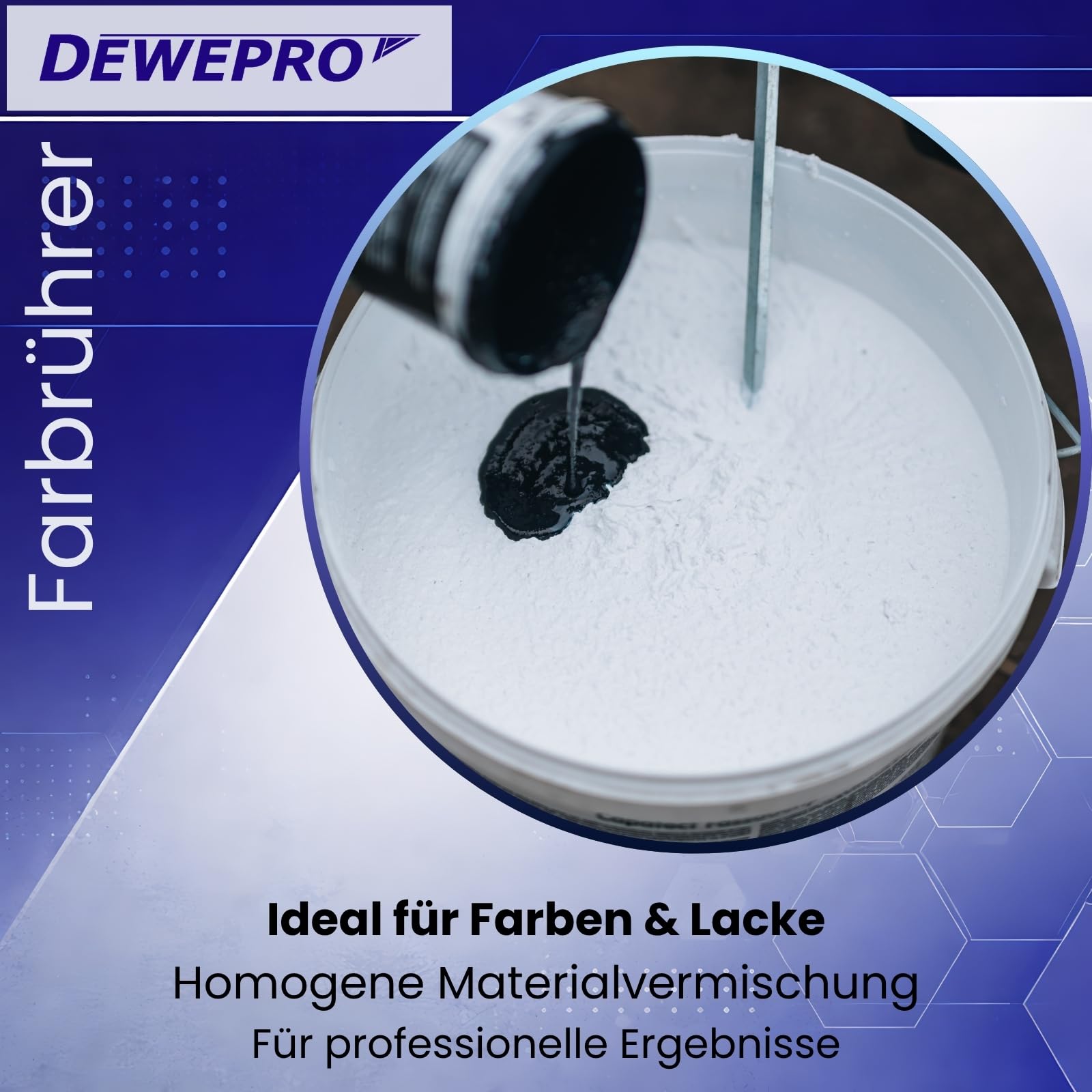 DEWEPRO® Mélangeur Universel – – Tige mélangeur polyvalente avec Tête Dentelée en Polyamide Ø125 x 600 mm - Filetée M14 Mélangeur pour Mélanger Peintures, Mortiers et Adhésifs à Grains Fins