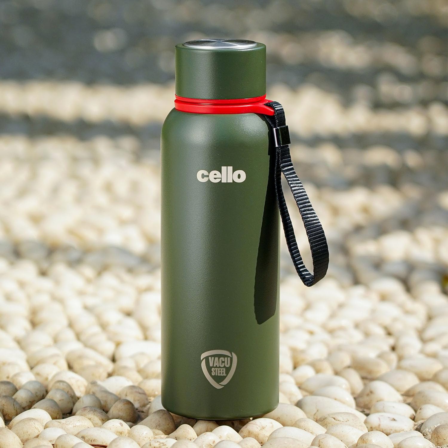Cello Duro Kent Thermosteel Water Bottle 550ml, Military Green | ISI Certified | 24 Hours Hot Or Cold| Double Walled Vacuum Insulated Flask Bottle for Tea, Coffee | Ideal for Office & Personal Use
