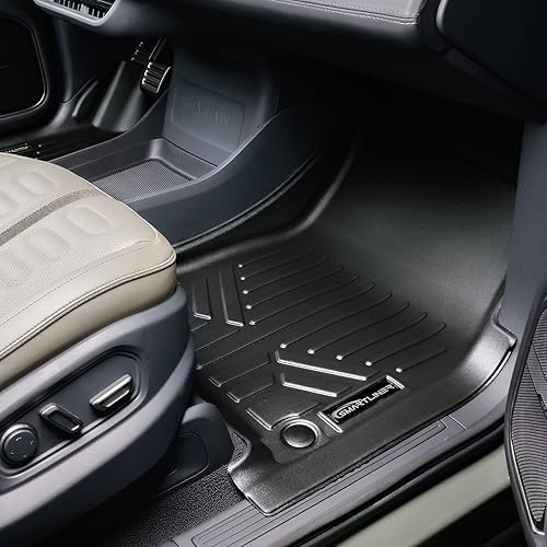 Miniatura 3 de SMARTLINER Juego de alfombrillas negras de 2 filas para todo tipo de clima, compatibles con Rivian R1T 2022-2023