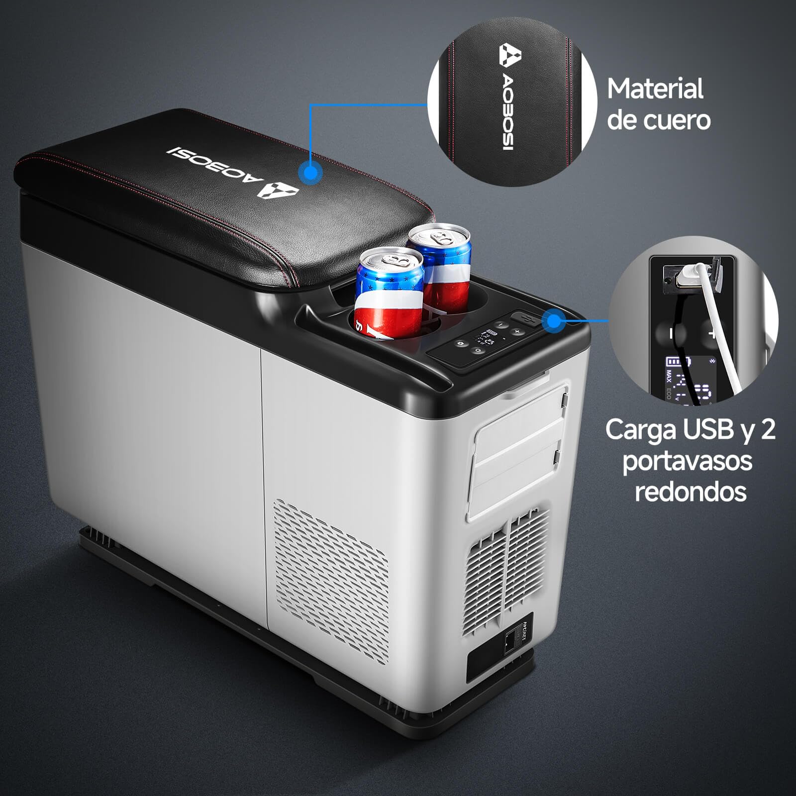AAOBOSI 15L Nevera Portátil, Nevera 12V Compresor -20℃ a -20℃, Eléctrica Refrigerado para Coche, Camión, Barco y Autocaravana