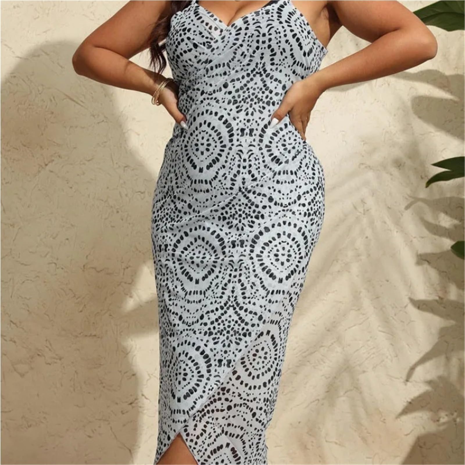 Prendas para cubrir el bañador, Bikini de poliéster con estampado suelto, túnica de playa de verano fluida L-3XL