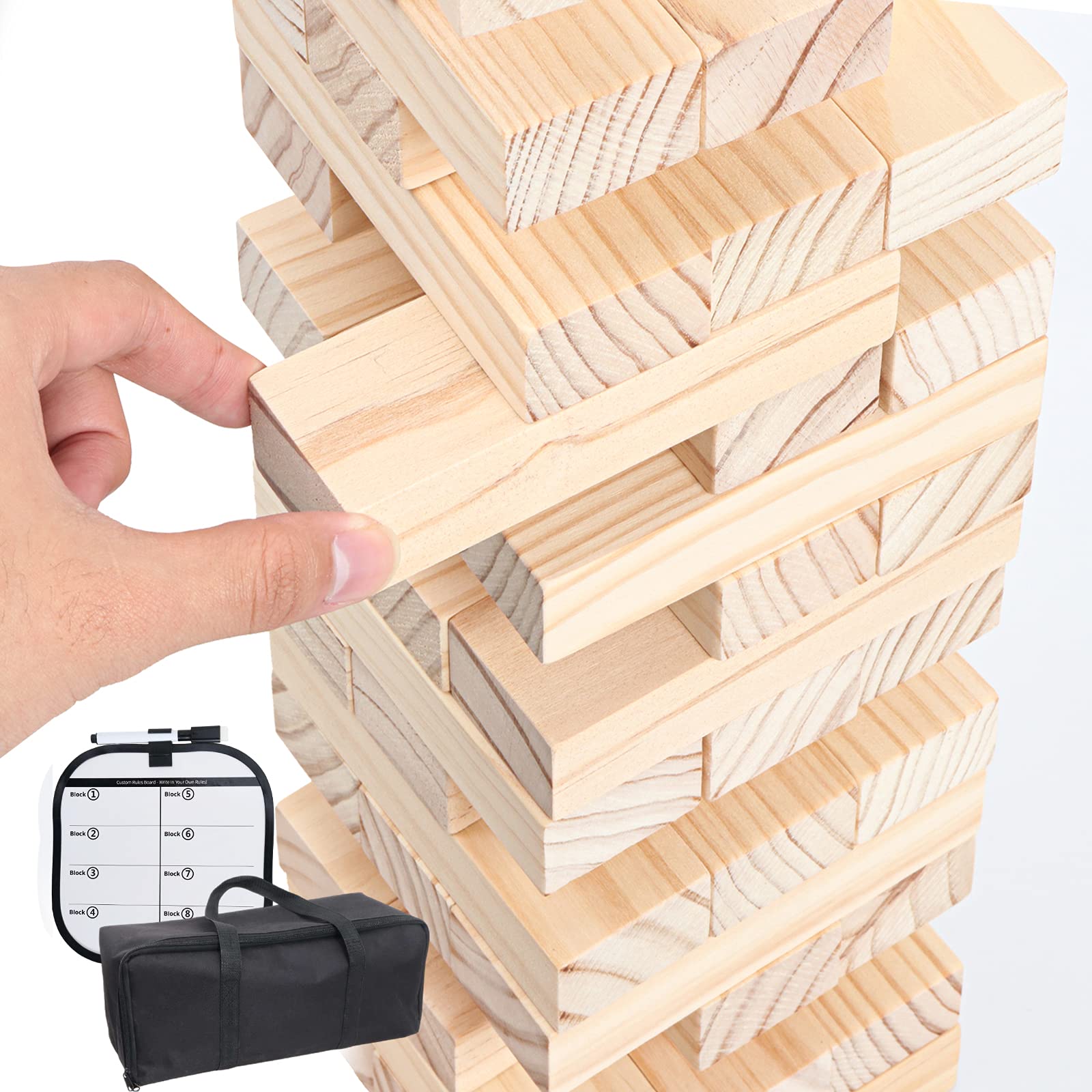 Buy haxTON Giant Jenga 48 / 54 Jumbo Wooden Blocks for Kids and Adults w/ Wood Game Table