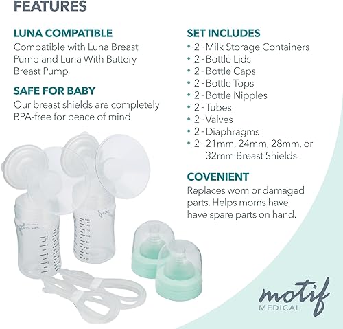 Miniatura 3 de Motif Medical Luna - Kit de bombeo doble piezas de repuesto para extractor de leche de 0827in