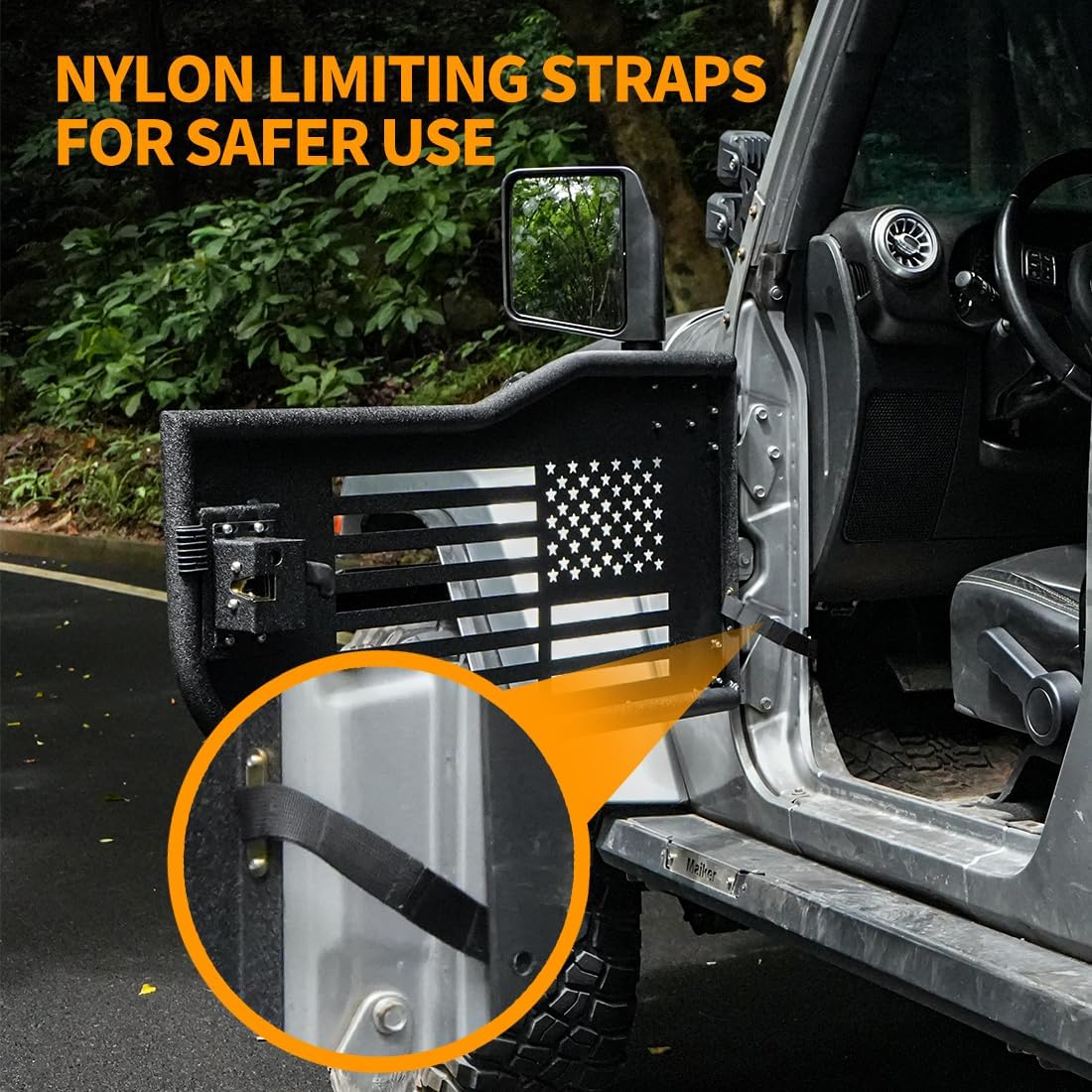 Tube Doors Tubular Half Doors for 2007-2018 Jeep Wrangler JK JKU Unlimited 4-Door with Side View Mirror Off Road Summer Trail Adventure
