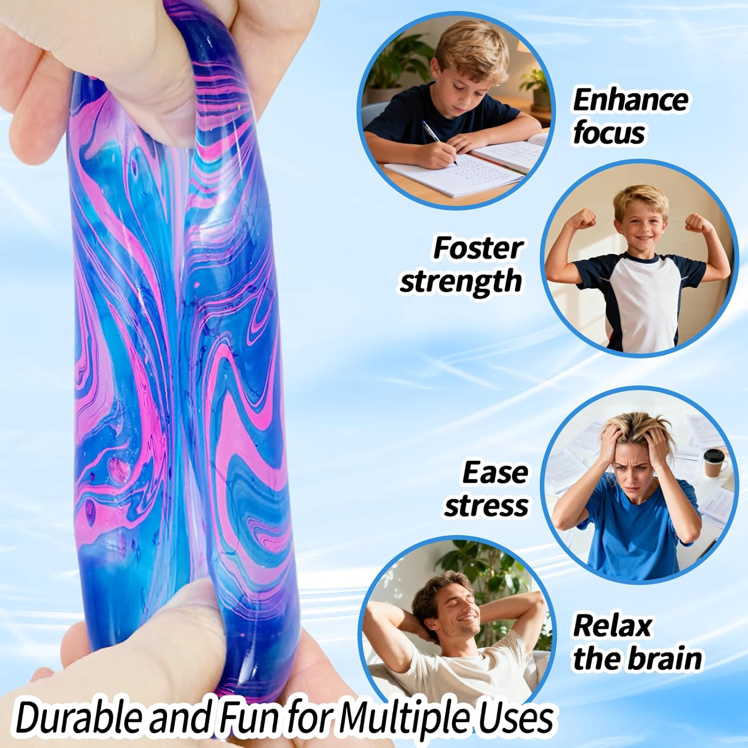 Ice Cube Squishy Veined Ice Cube Fidget Toy Purple Stress Ball Squeeze Toys Stress 5cm(1.97") Veined Ice Cube Squishy Fidget Sensory Toys Kids Youth Adult Puffwize (Purple) - Image 6