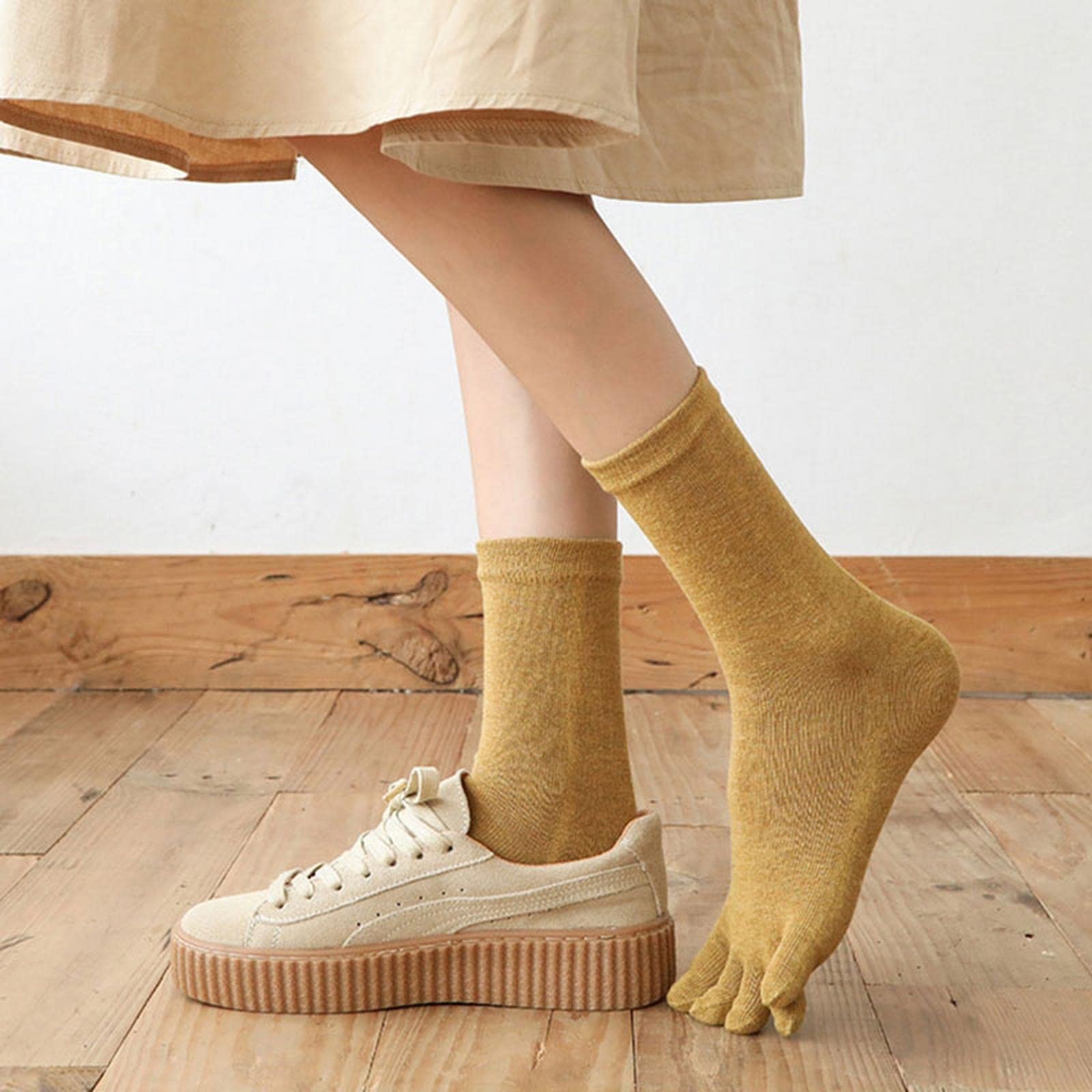 MOGSA Calcetines para mujer, 3 piezas, con cinco dedos, informales, cómodos, cálidos, separados, para mujer
