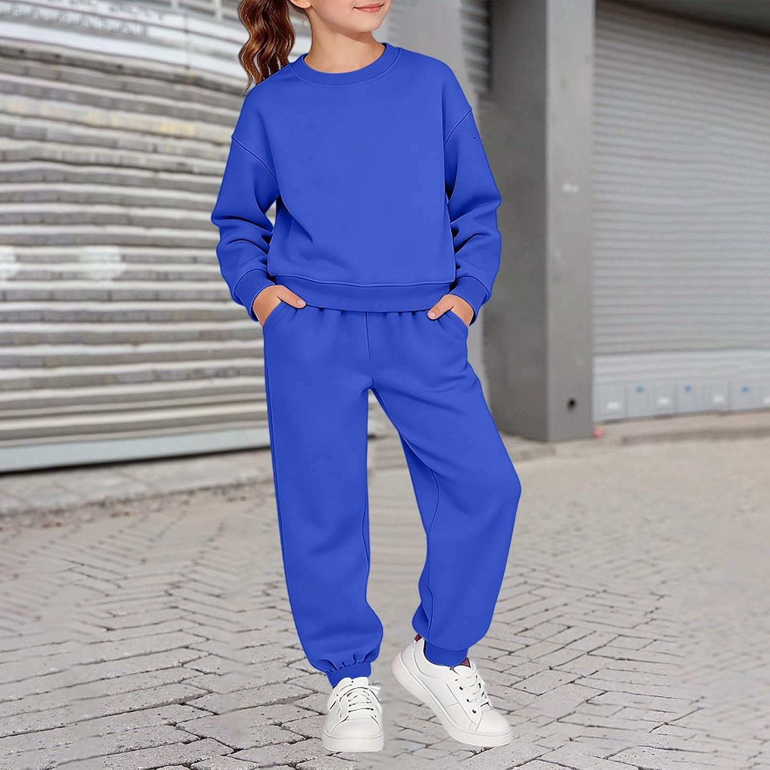 Girl'S Set Letter Graphic Quarter Zip Sweatshirts Wide Leg Sweatpants Tracksuit Sets