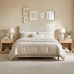 HOOBRO Fluted Nightstand, Side Table with 1 Open Compartment and 1 Drawer, Farmhouse Bedside Table with Metal Handle, for Bedroom, and Office, Natural NL208BZ01