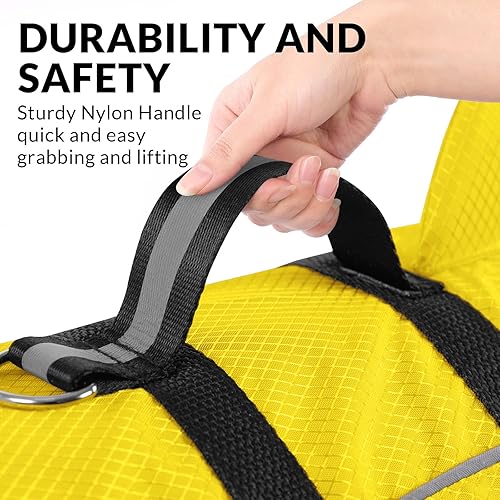 Miniatura 10 de Queenmore Chaleco salvavidas para perros pequeños con diseño de tiburón, para natación, barco, kayak, alta flotabilidad, salvavidas para perros con