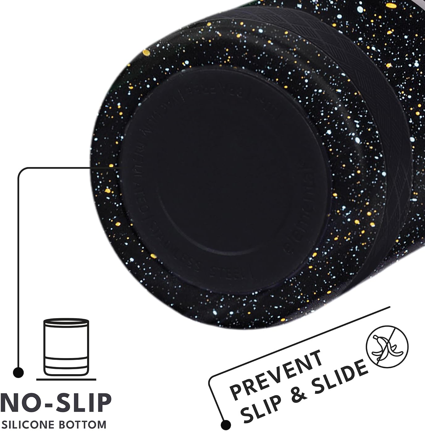 Elemental Recess Lowball Tumbler, 10oz Triple Wall Stainless Steel Cup with Non-Shattered Tritan Lid, Insulated Whiskey Glass, Insulated Coffee Tumbler Mug for Hot & Cold Drinks - Black Speckle - Image 6