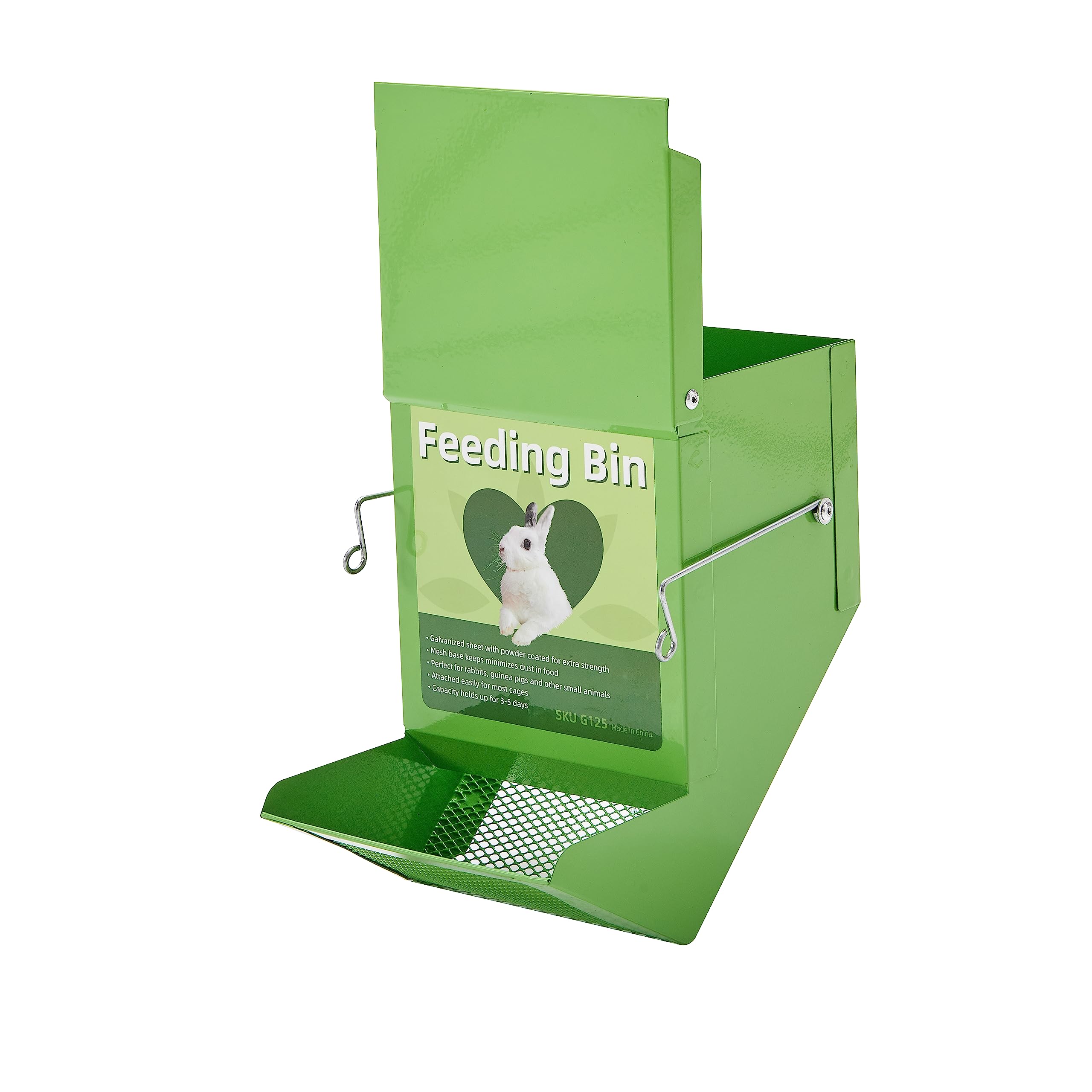 Metal Small Animal Feeder with Lid, Heavy Duty, Large Capacity Food Dispenser, Great for Rabbits, Guinea Pigs, Chinchillas and Other Small Animals. (4.6 inch, Green) - image 3