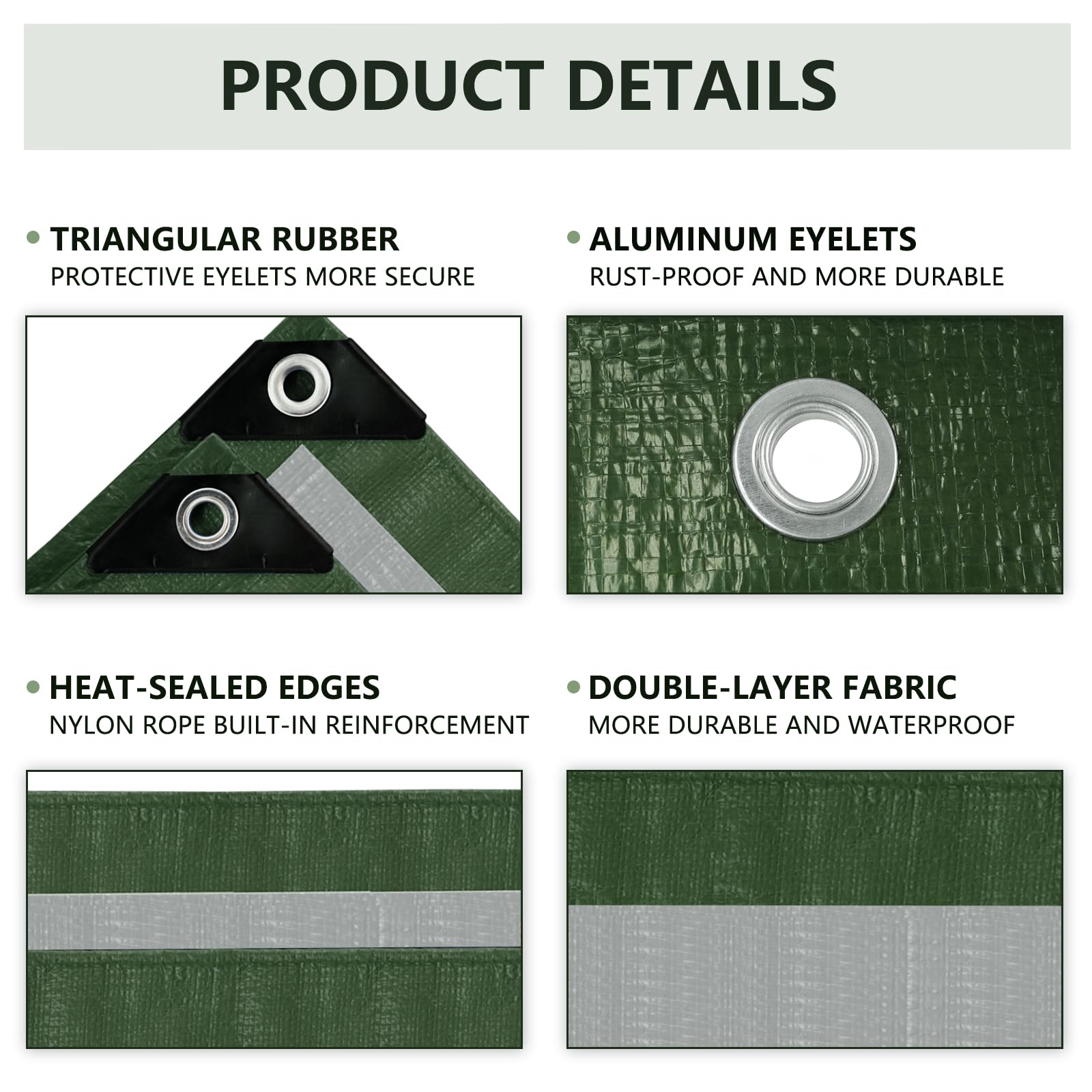 Dellna Waterproof Tarpaulin 3m x 4m-130 GSM, Ground Sheets with Aluminum Eyelets & Rope - Image 3