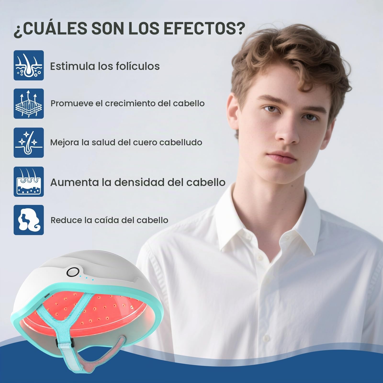 iKeener lllt Casco Laser Capilar con 109 Diodos Láser de 650nm, Ricaricabile Inalámbrico Gorro Laser Crecimiento Pelo para Mujeres y Hombres, sin LEDs, con Cinta de Fijación