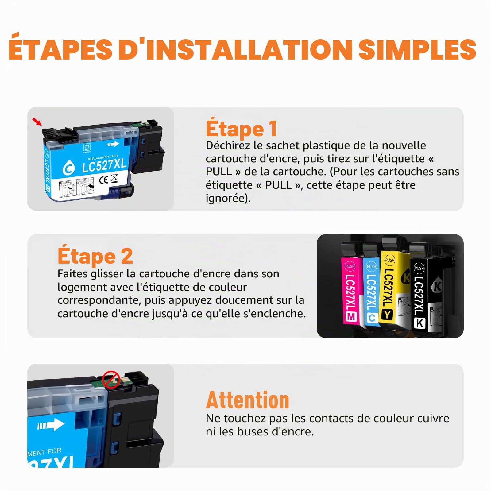LC527XL LC527 XL Cartouches Compatibles pour Brother LC 527XL Multipack | Compatibles pour Brother 527XL Cartouches LC-527VAL pour Brother MFC-J4350DW MFC-J4550DW (LC527xlBK,4Pack)