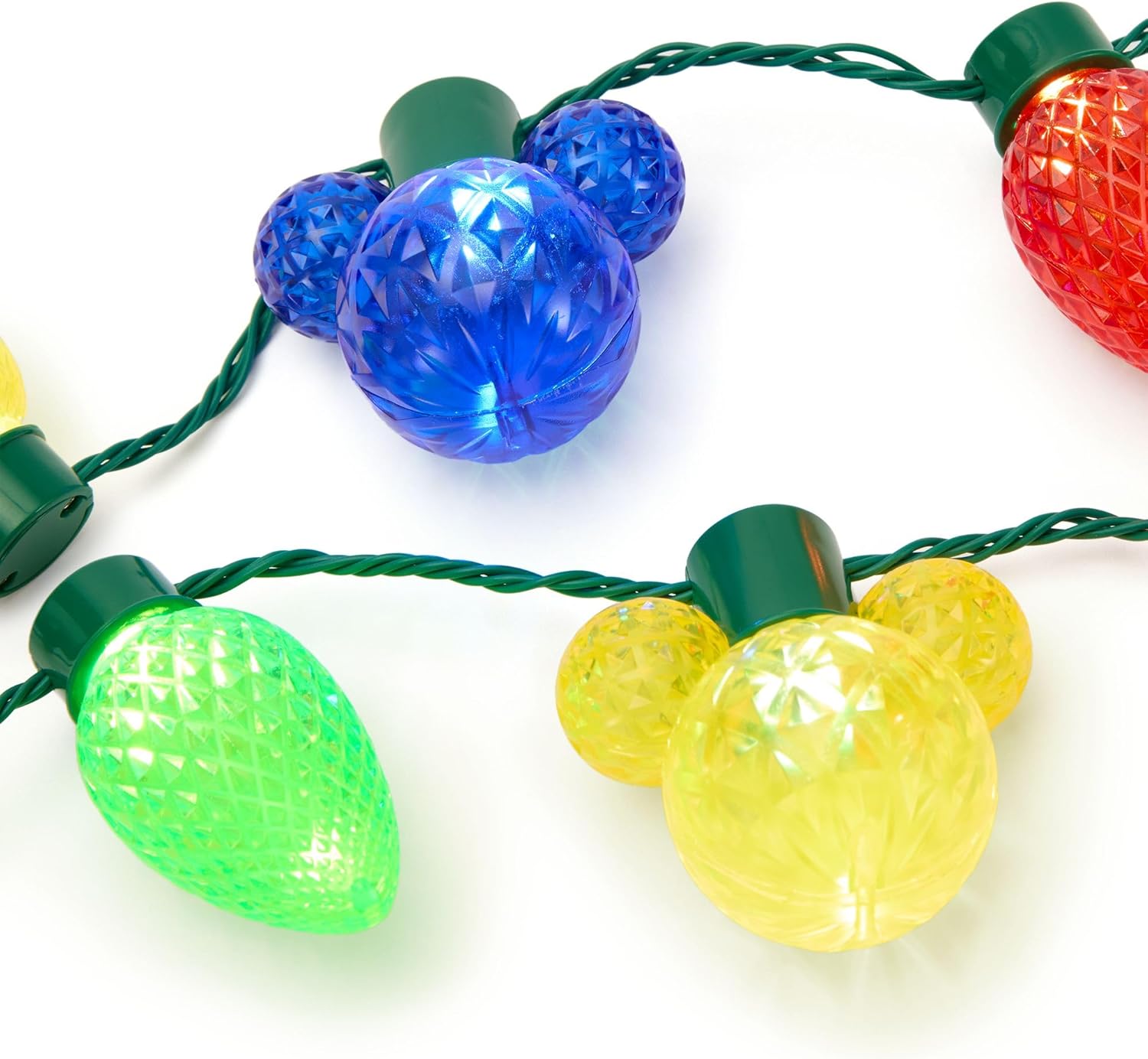 Disney Store Official Mickey Mouse Icon Colored Light-Up Holiday Glow Necklace - Disney Christmas Light Up Necklace with 9 Colorful Bulbs, 5 Mickey Icons & 4 Droplet Lights