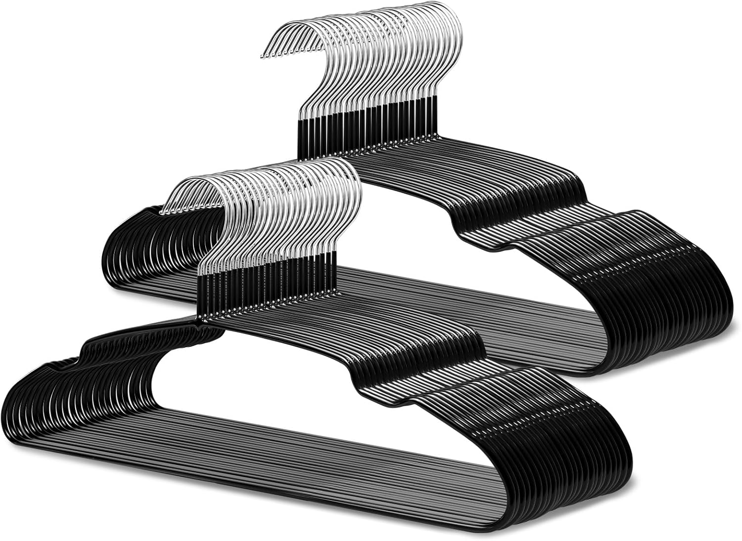 Clothes Hangers,50 Pack Black Metal Hanger Space Saving,Non Slip Coat Hanger for Shirt, Dress, Pants,Heavy Duty Clothes Hanger