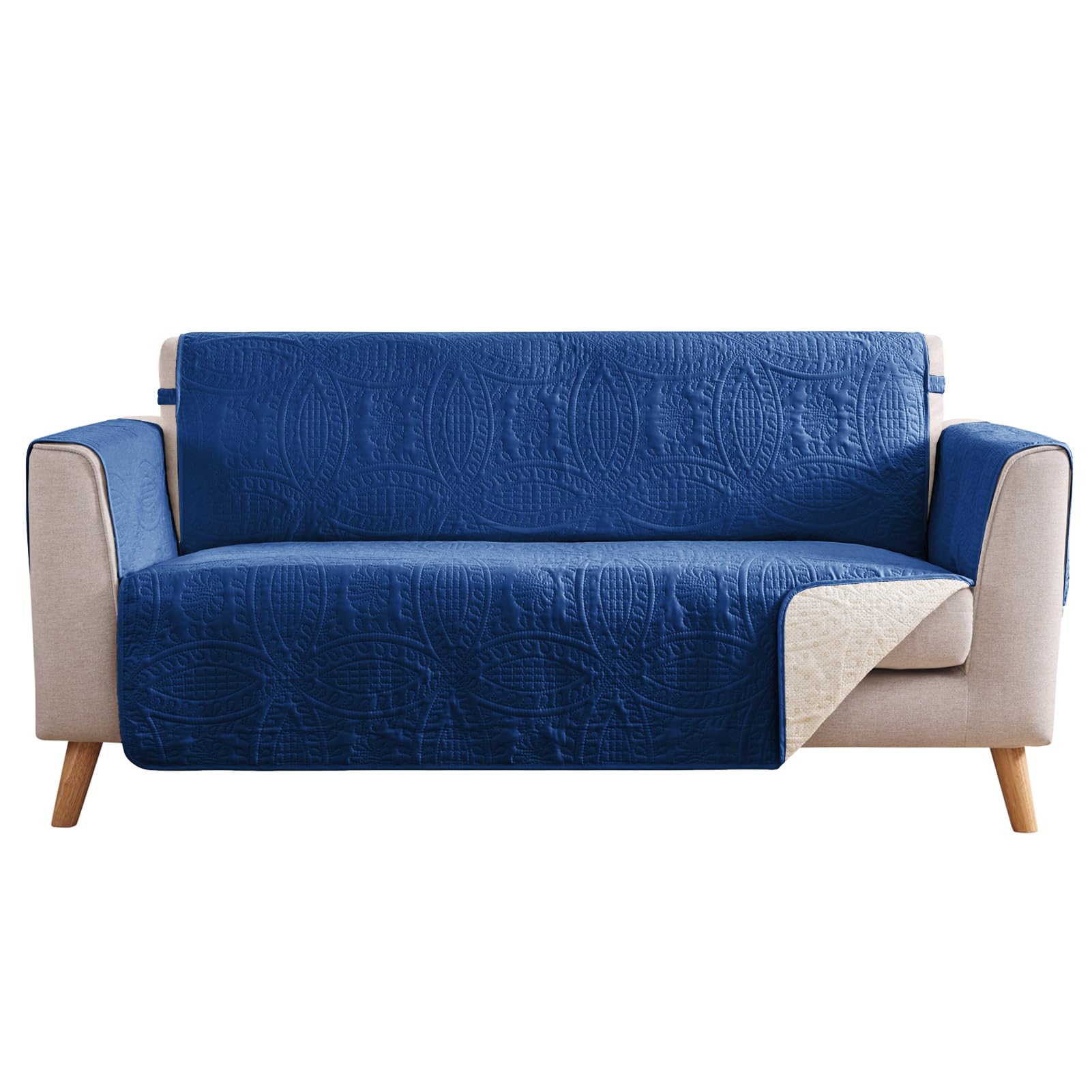 Blue Loveseat Covers for 2 Cushion Couch, Water-Repellent Covers for Love Seat, Washable Quilted Couch Covers, Pet Friendly Sofa Slipcovers (Loveseat 48", Blue)