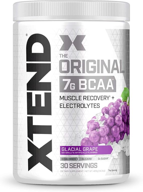 XTEND Sport BCAA Powder Strawberry Kiwi Splash-Electrolyte Powder for Recovery & Hydration with Amino Acids-30 Servings & Original BCAA Powder Glacial Grape 30 Servings