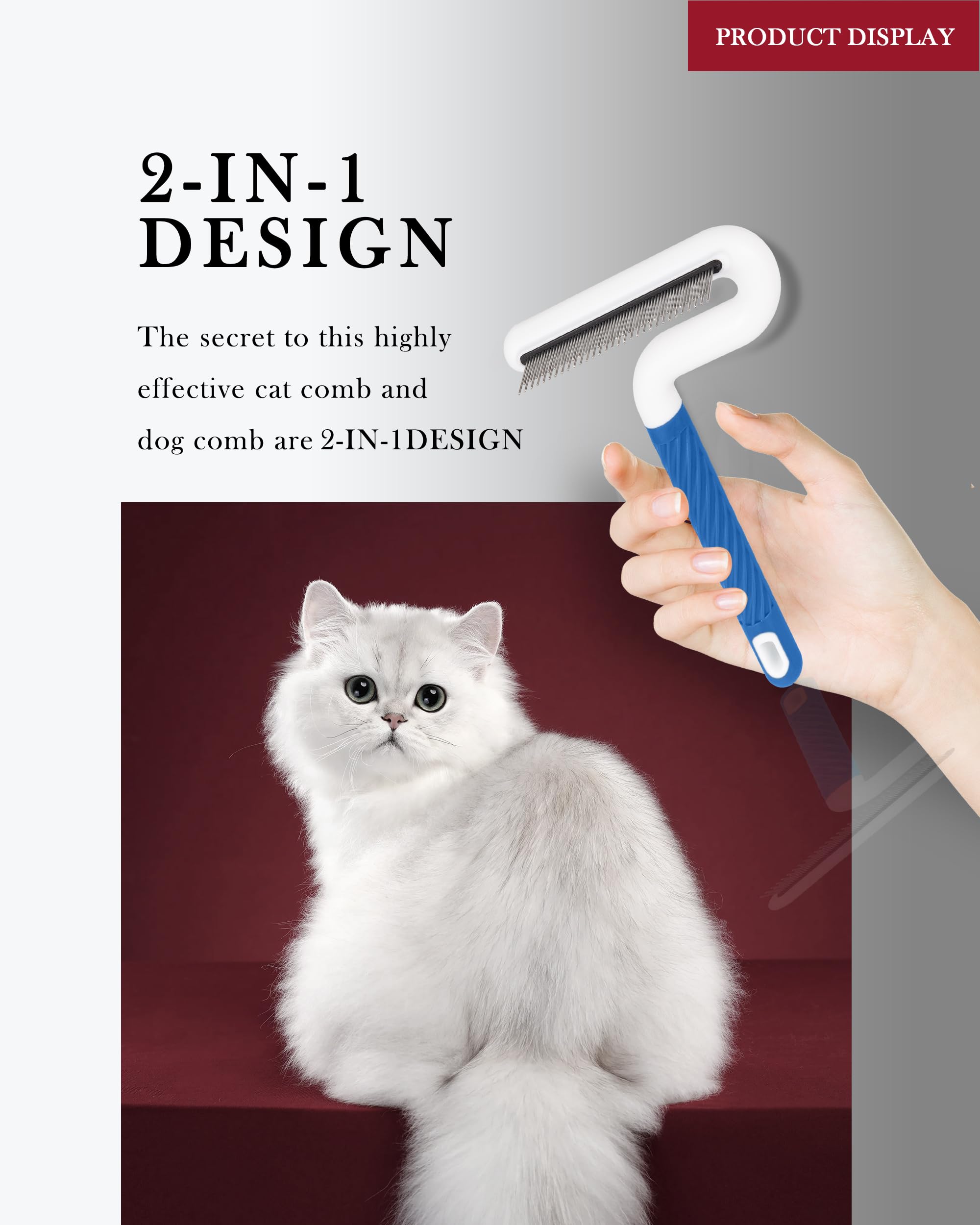Flohkamm, effektiver Flohkamm für Katzen und Hunde, Fellbürste für alle Haustiere, für langes Haar, langlebig, vielseitig und sicher, langlebig, sicher und vielseitig, tragbar,