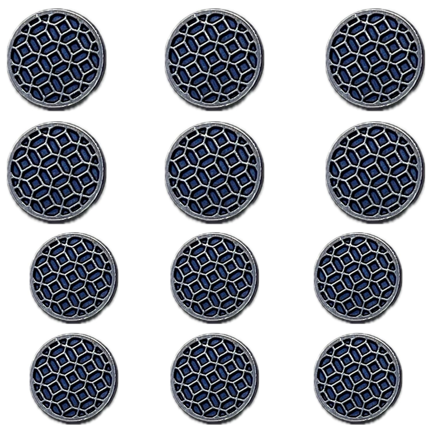 Ani Accessories Round Detailed Mesh Button Blue for Coat Blazer Suit Sherwani and Indian Dresses Sports Coat Uniform Jacket Pack of 12 (6 Big + 6 Small)-image-6