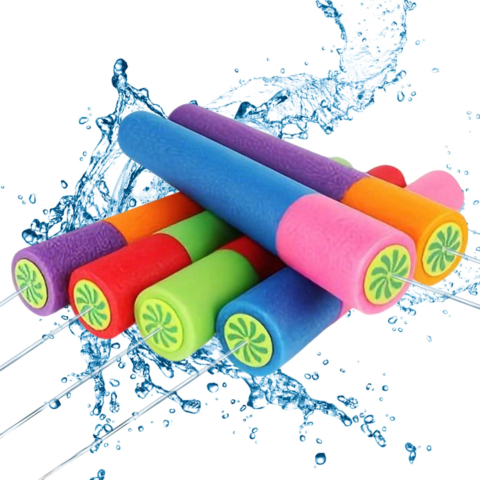 Falafoty 6Pcs Water Pistols for Kids, 33CM Mixed Colors Water Gun Push Pull Type Foam Water Squirter Beach Toys, Water Blaster Pool Toy for Party Favors Lawn Garden Summer Outdoor Water Toy (B)