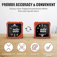 Vista 4 de Buscador de ángulo digital con láser, medidor de ángulo digital magnético de 4 lados, mini herramienta de medición de nivel láser digital