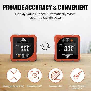 Coobeast Digital Angle Finder with Dual Laser 4-side Magnetic Angle Gauge