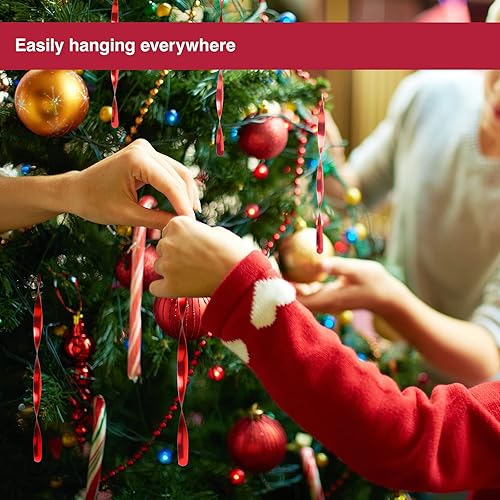 Miniatura 2 de Luxtea 24 adornos colgantes de Navidad, carámbanos de aluminio torcidos para bodas, decoraciones de árbol de vacaciones de Halloween (brillante, 9.8