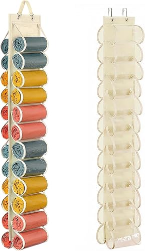 Miniatura 7 de Lirex Organizador de almacenamiento de leggings de yoga con 24 bolsillos, organizador plegable de tela Oxford para colgar en el armario, camisas,