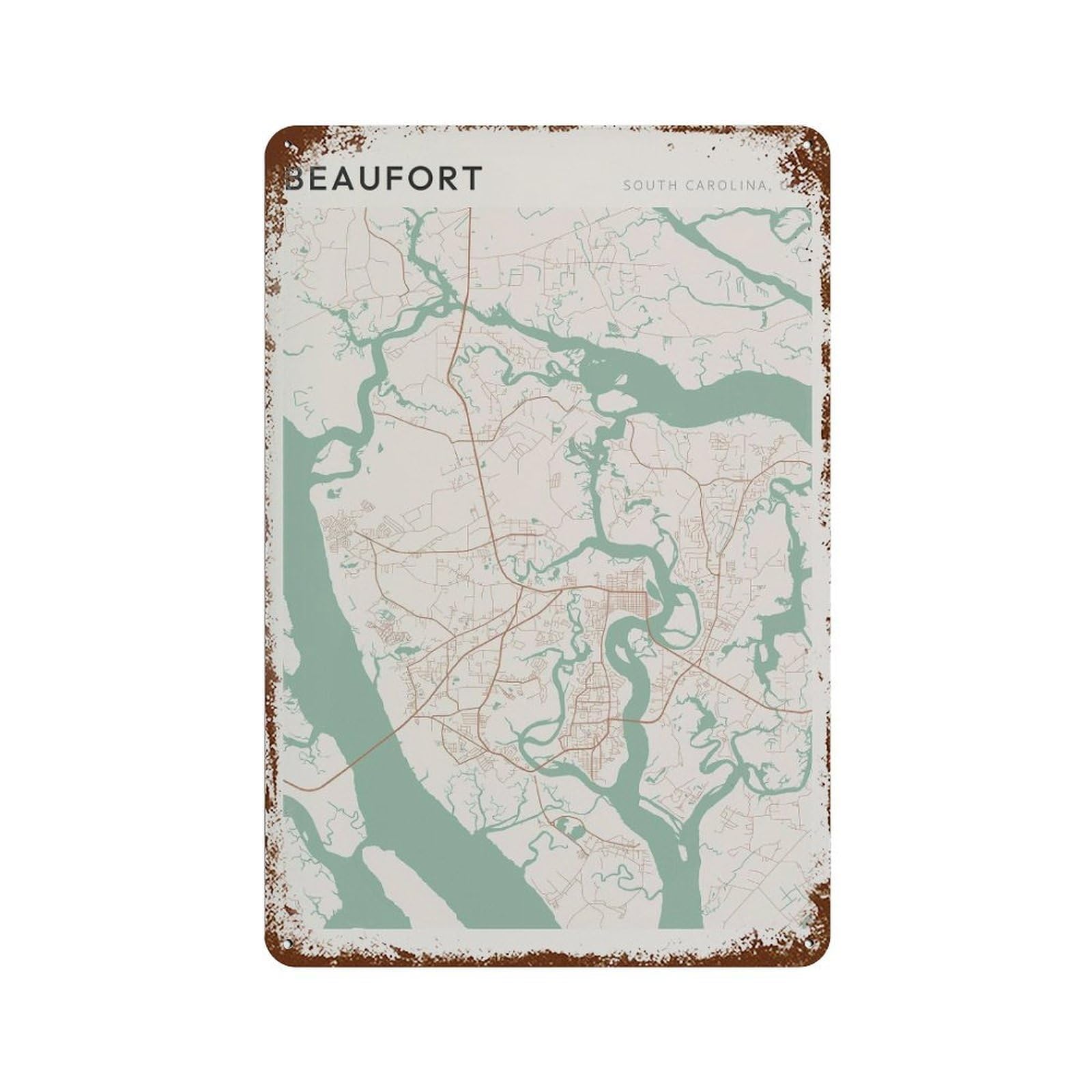 xiaoxiaoshen Beaufort Map South Carolina Travel Gift Minimalist (2) Wall Decor Art Metal Tin Poster Modern Home Decor Art Home Bar Shop Decorations Vintage Sign 30x20cm