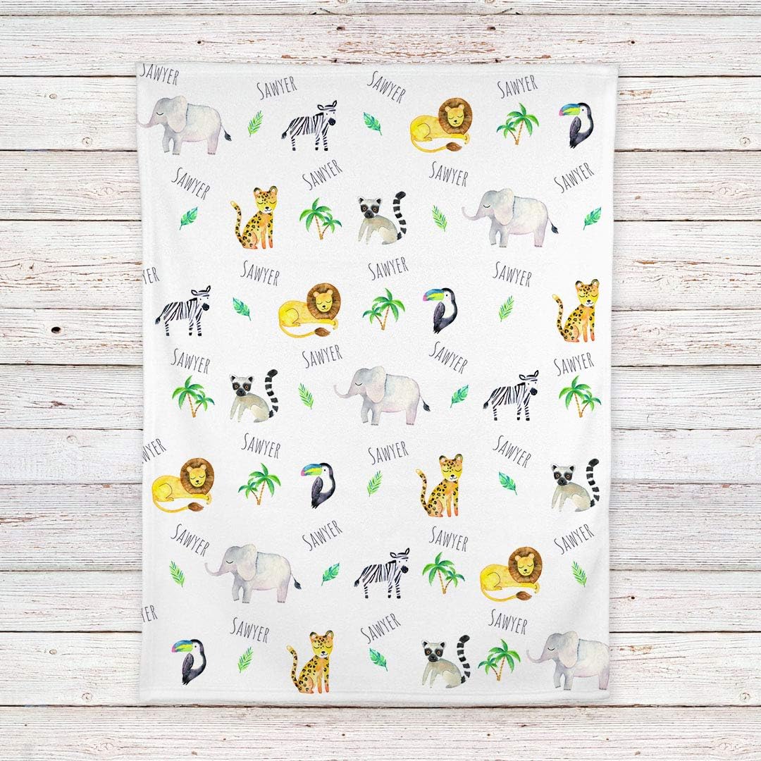 Jungle Animals Safari Personalized Baby Receiving Swaddle Blanket