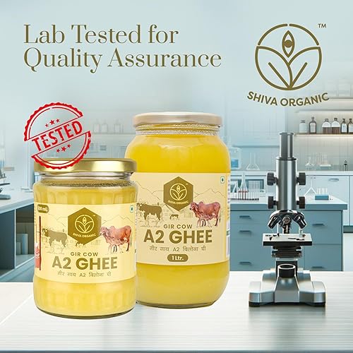 Miniatura 4 de Shiva Organic Desi Gir Cow A2 Ghee  Método Bilona  Alimentado con pasto orgánico  Desi Ghee puro 33.81 onzas líquidas (1 litro)