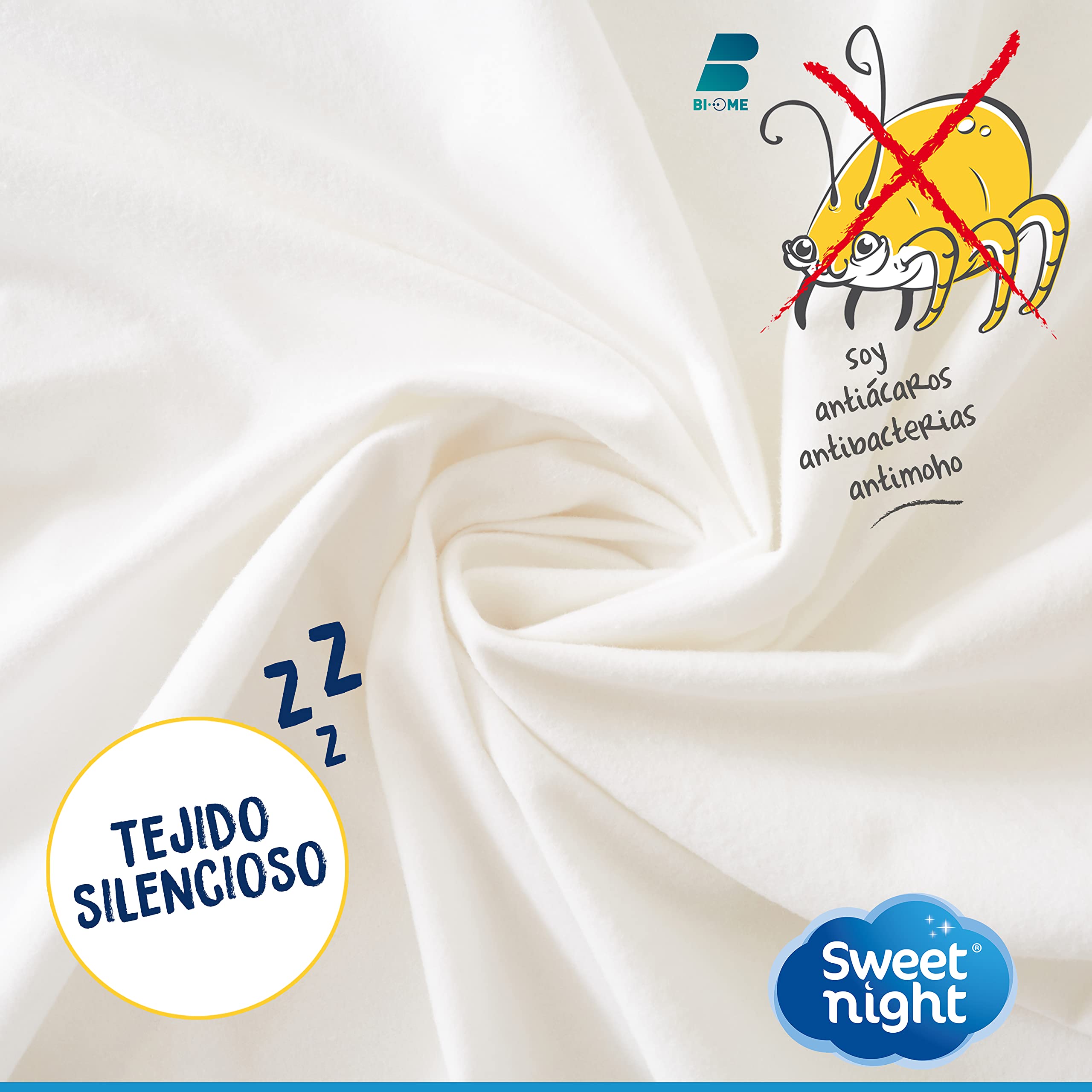 Sweetnight Protector de colchón 2x80x200 cm, Cama articulada, Cubrecolchón impermeable y antiácaros, Rizo 100% algodón, Silencioso y transpirable