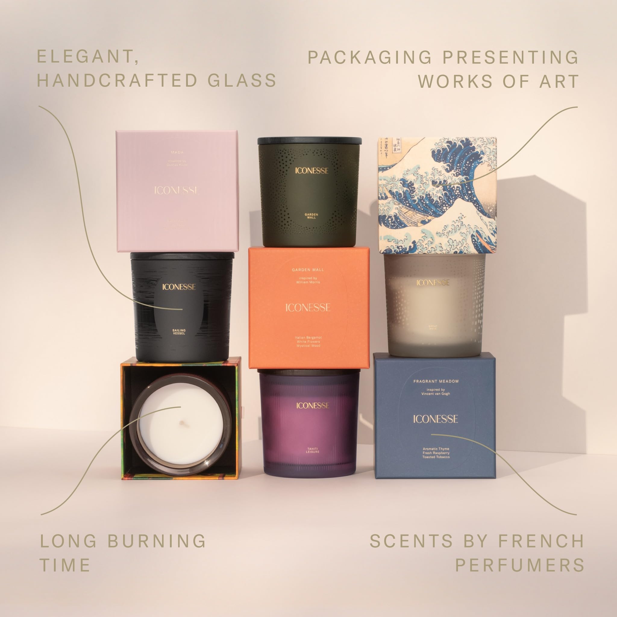 ICONESS Vela aromática de madera de cerezo en tarro – 1 mecha de algodón, 280 g de cera de soja, 48 horas de combustión, aroma de otoño vegano, ideal como regalo y para un hogar acogedor