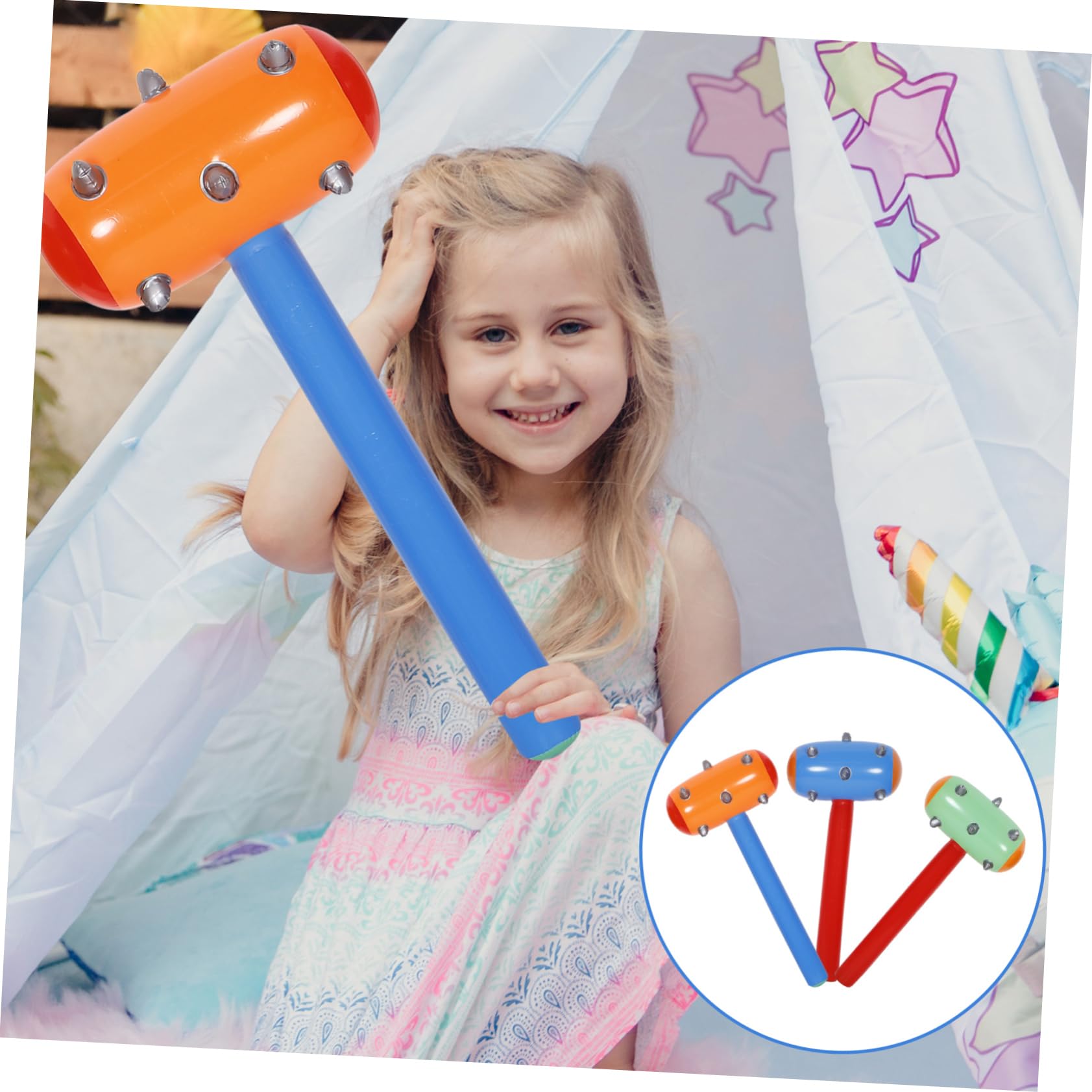 VANZACK 6PCS Inflatable Hammer for Fun PVC Inflatable Hammers Colorful Design Lightweight and Portable present for Childrens Playtime Random Color