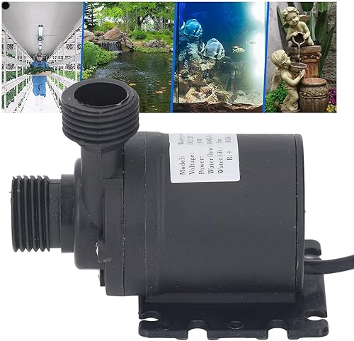 Miniatura 5 de FTVOGUE Submersible Pump 5M Lift 200GPH Silent Powerful Efficient for Fountain Hydroponics Pond Aquarium ABS DC12V 20mm Inlet Outlet