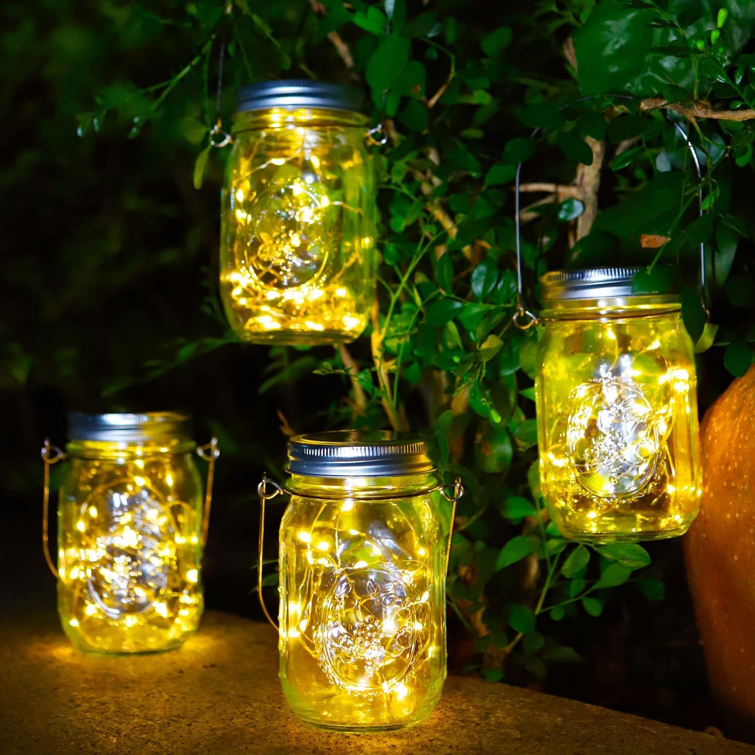 SUNACE 4 Stück Solarlampen für Außen - 30 LED Solar Laterne Hängend Solarlampions Außen Wetterfest Solar Lichterkette Aussen Gartendeko Laternen für Draußen Patio Balkon Garten Baum