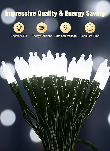 Vista 61 de Guirnalda de luces de Navidad a pilas, 20 luces LED de 8 pies con temporizador, luces de árbol de Navidad para interiores y exteriores, dormitorio