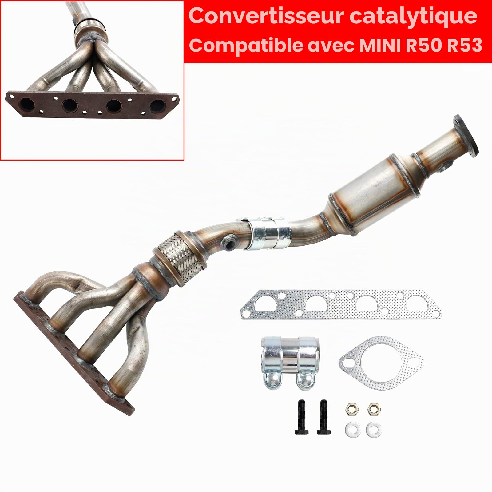 Katalysator Catalytic Converter Type Approved + Fitting Kit for Mini Cooper R50 R52 R53 2001-2007