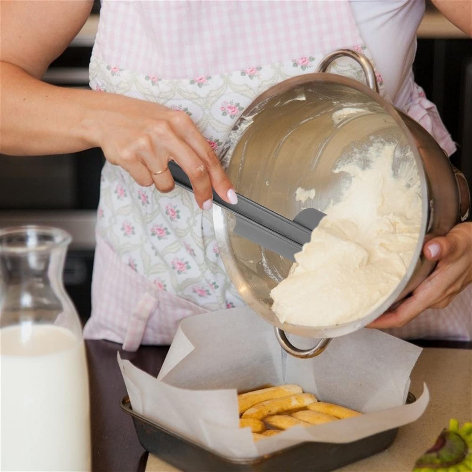 Espatula Cocina Espátula de plástico de 2 Piezas Crema de manija Suave Espátula Decoración de Pastel de espátula Espátulas de Cocina para cocinar, Hornear y Mezclar Espatula Reposteria