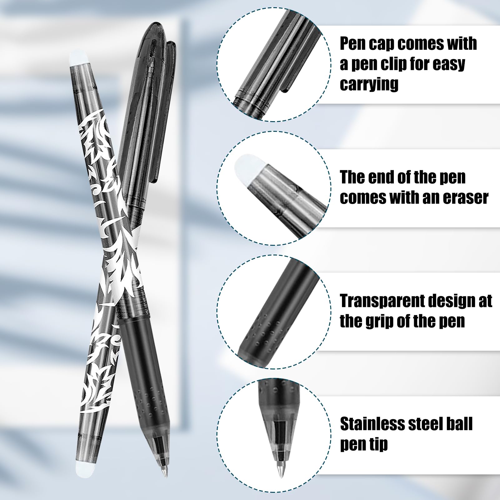 Finehenchi Erasable Pens, 8 Pcs Rub Out Pens - Image 3
