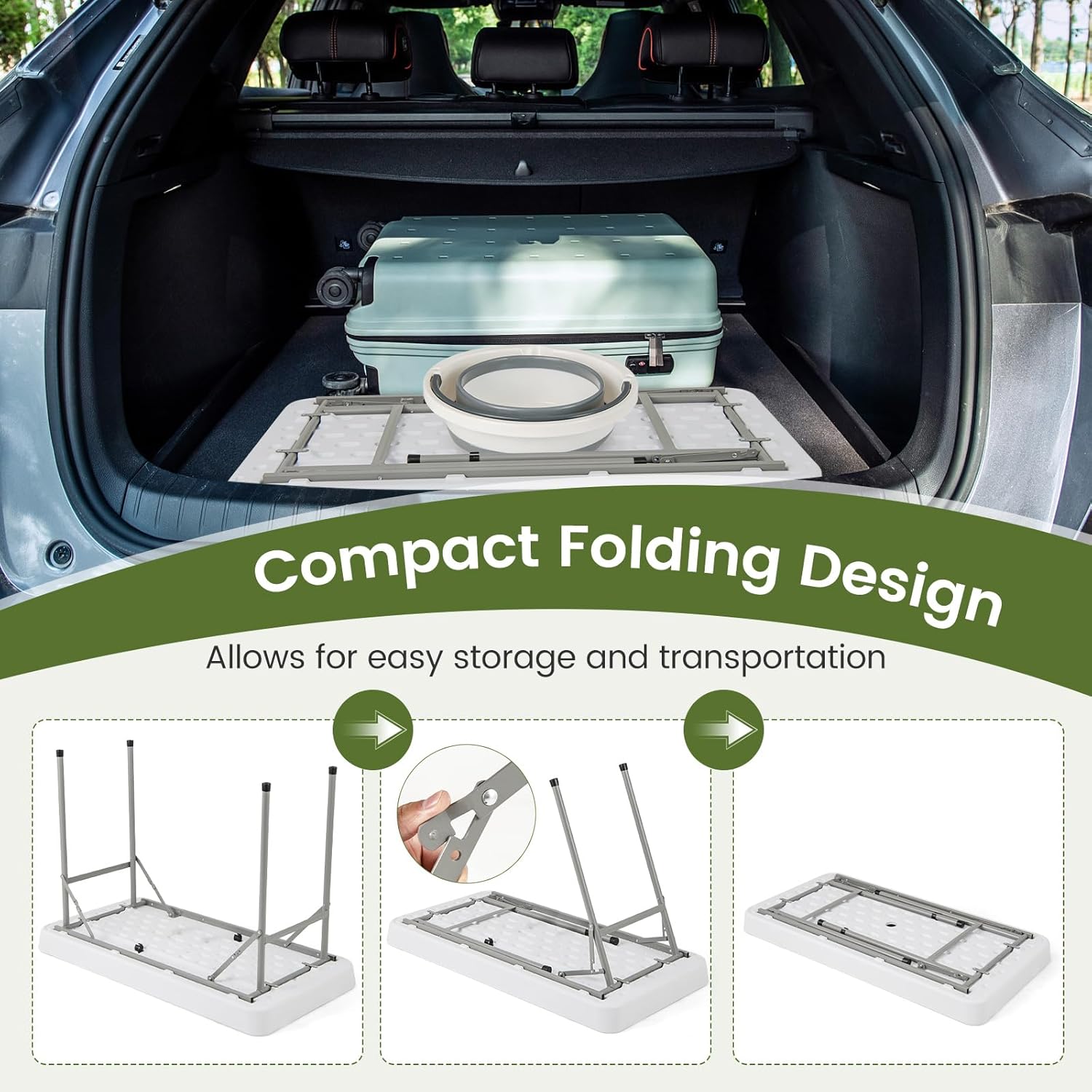 COSTWAY 46” Cooler Table, Folding Ice Table for Parties with Drain & Bucket & Removable Skirt, Ideal for Tailgate, BBQ & Picnic