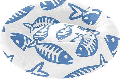 Cartoon Minimalist Blue Fish Bone Removable & Washable Pet Dog Bed fluffier Puppy Beds for Small Size Pets Supplies Camas para mascotas Grandes