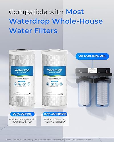 Miniatura 7 de Waterdrop Sistema de filtro de agua para toda la casa, filtración de 5 etapas, reduce altamente el plomo, el cloro, el olor y el sabor, con filtro