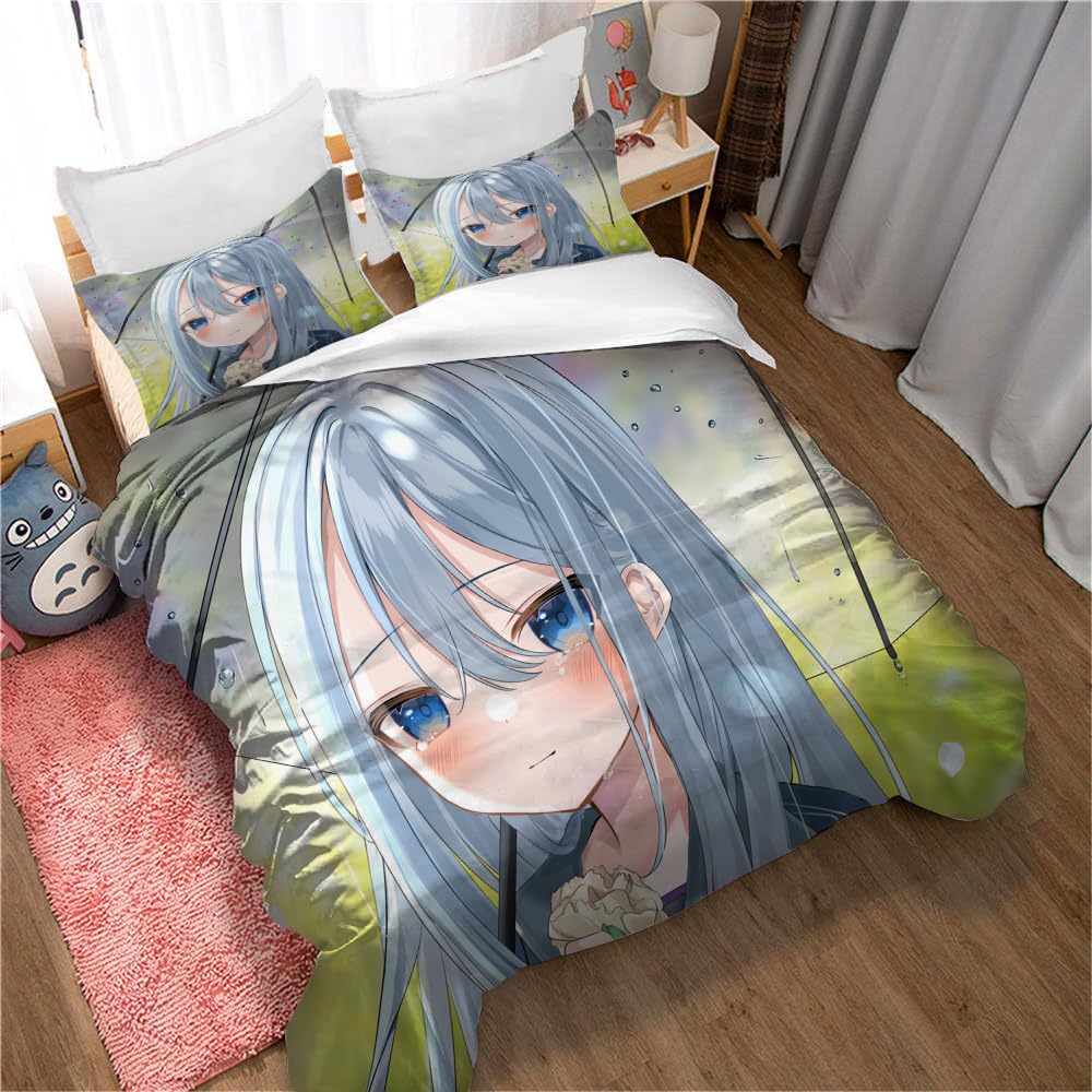 Project Sekai Colorful Stage! feat. Hatsune Miku Egyptian Cotton Bedding Set Duvet Cover Set Soft Queen Size Bedsheet Quilt Cover (135x200cm(Single),HM 01)