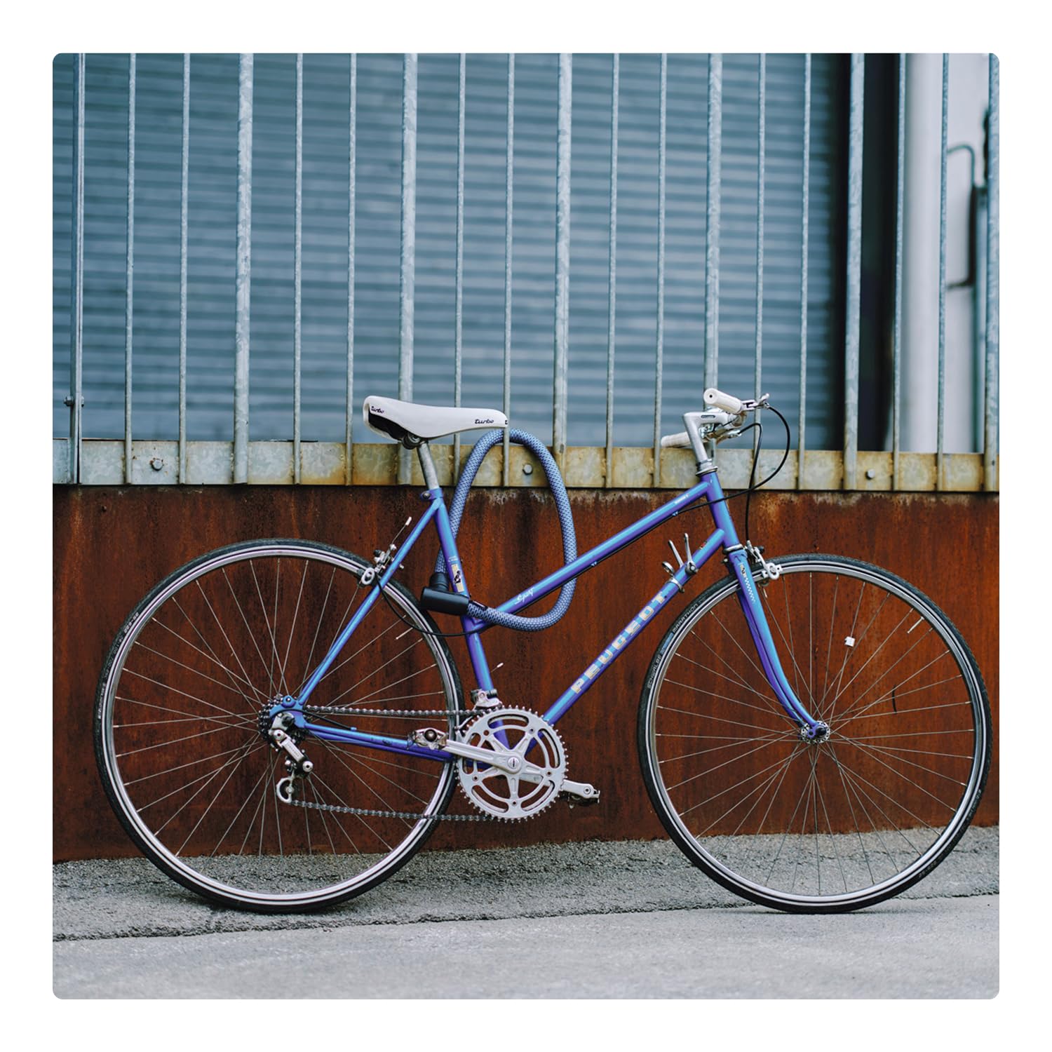 ABUS Candado de cadena YARNIT 4004K, longitud 110 cm, azul | Candado para bici con tejido, cilindro anti-ganzúa, cierre automático, protege el barniz