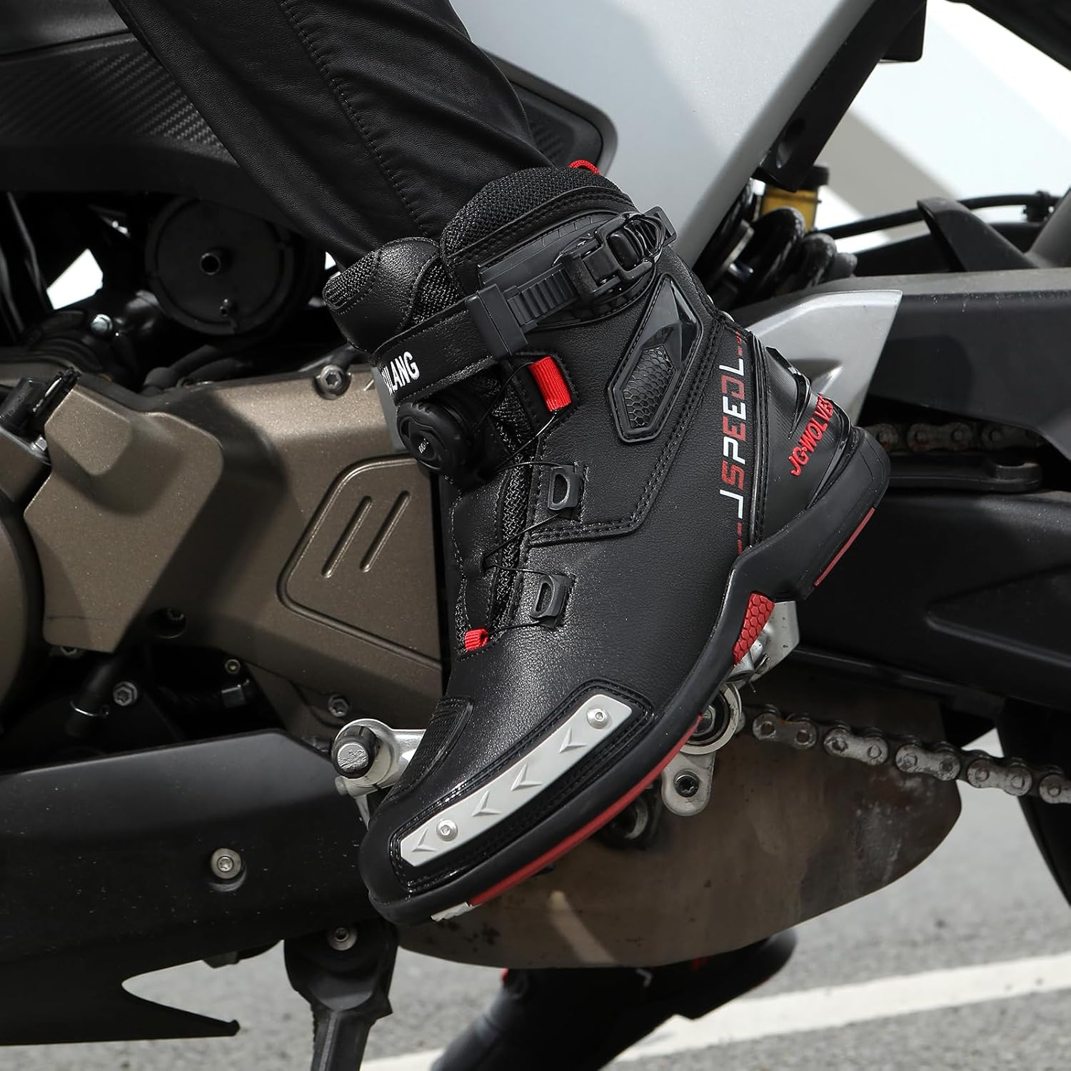 TEOKJ Motorcycle Shoes for Men and Women, Reinforced Street Riding Shoes with MOZ Closure System, Ankle Support, Anti-Slip Sole - Image 6