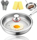 Gienslru Tovara Titanium Pro Titanium Pro Poêle à frire en titane martelé avec couvercle, 100 % non toxique, naturellement antiadhésive, 26/28/30 cm, pour cuisson (avec couvercle, 30 cm) - 1